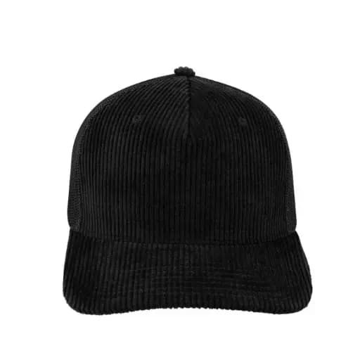 Black corduroy trucker cap