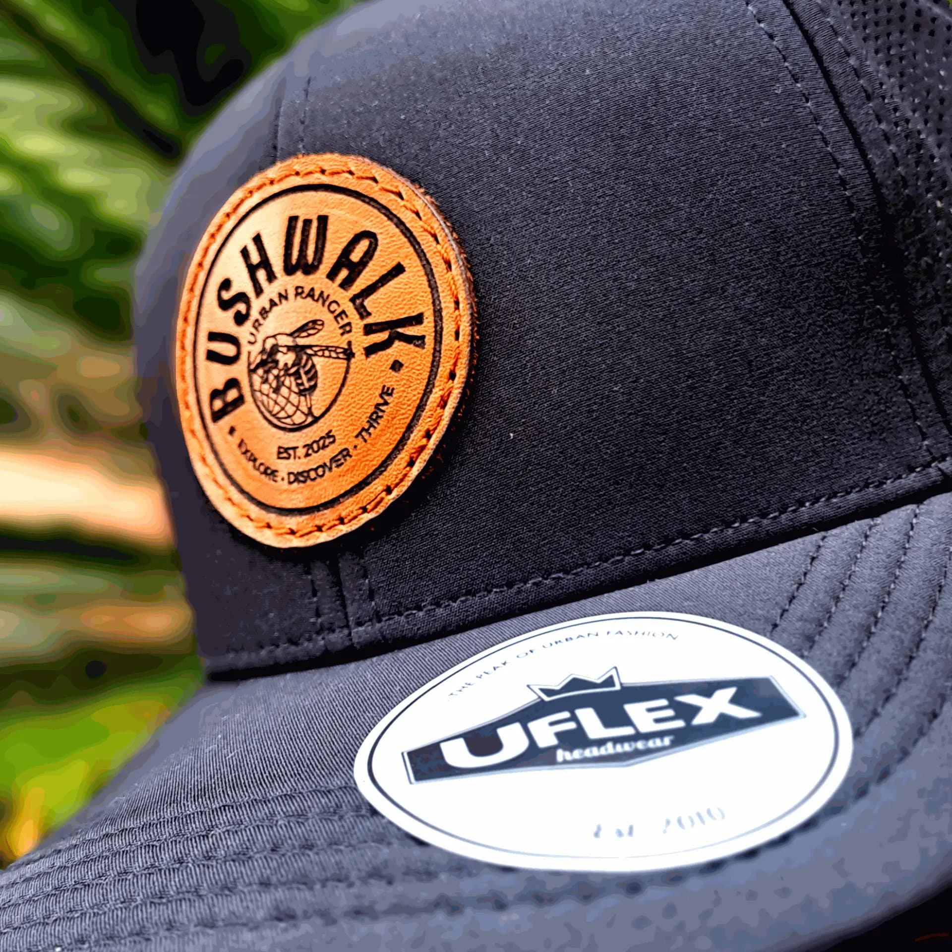 Premium leather patch trucker cap
