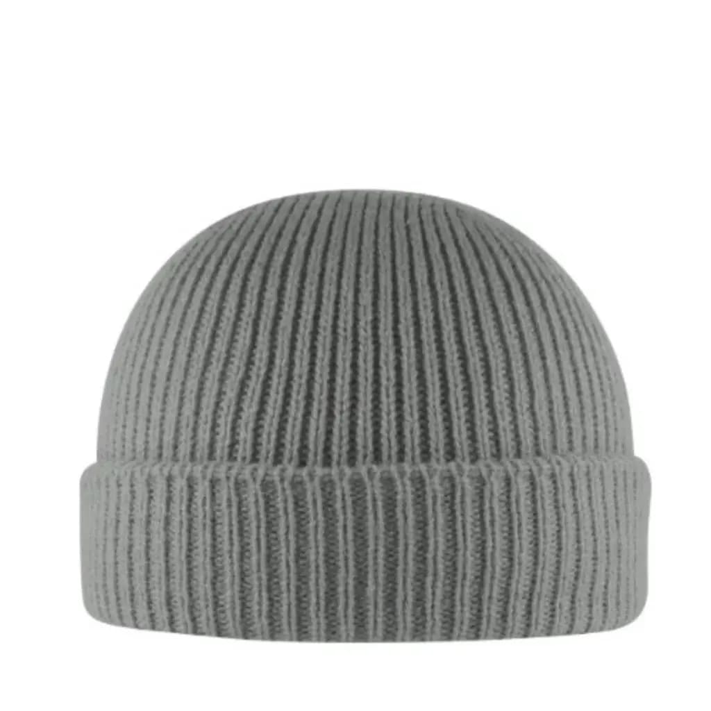 Cuffed beanie with leather patch