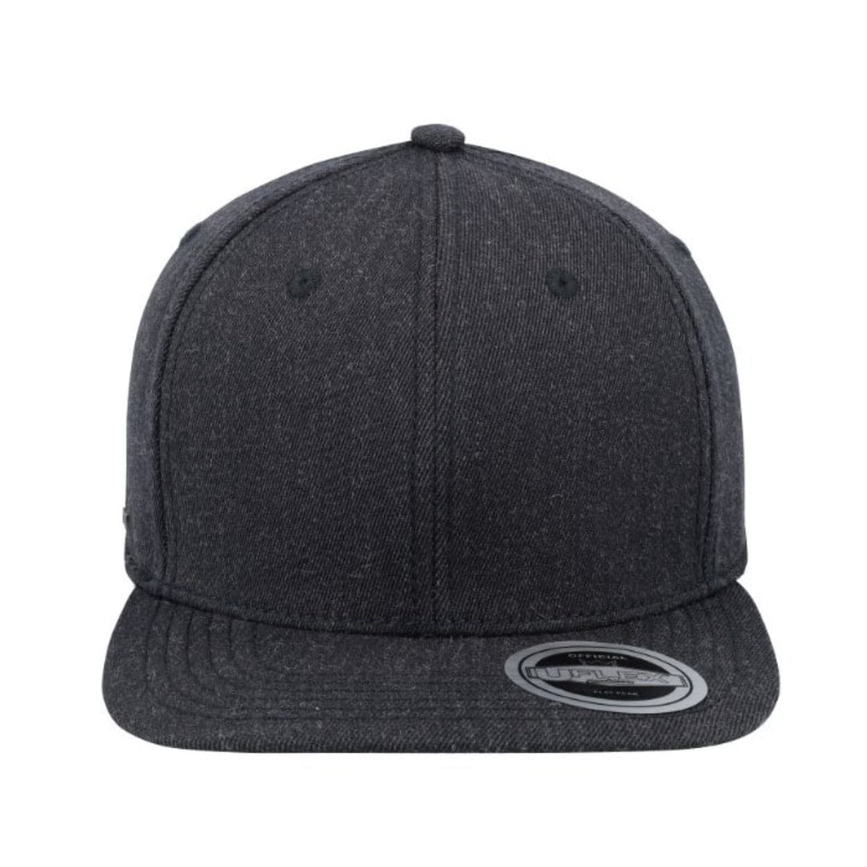 Fitted cap with a flat peak and no closure